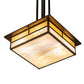 Meyda Lighting Hyde Park 25" 4-Light Antique Copper "T" Mission Pendant Light With Beige Iridescent Shade Glass