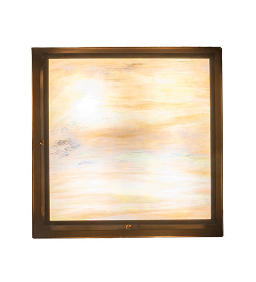 Meyda Lighting Hyde Park 25" 4-Light Antique Copper "T" Mission Pendant Light With Beige Iridescent Shade Glass