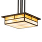 Meyda Lighting Hyde Park 25" 4-Light Antique Copper "T" Mission Pendant Light With Beige Iridescent Shade Glass