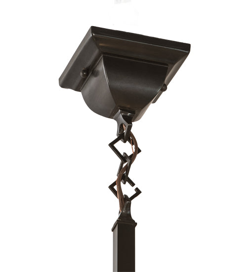 Meyda Lighting Hyde Park 25" 4-Light Craftsman Brown "T" Mission Chandelier With Beige Art & Amber Mica Shade