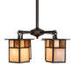 Meyda Lighting Hyde Park 25" 4-Light Craftsman Brown "T" Mission Chandelier With Beige Art & Amber Mica Shade