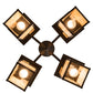 Meyda Lighting Hyde Park 25" 4-Light Craftsman Brown "T" Mission Chandelier With Beige Art & Amber Mica Shade