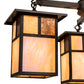 Meyda Lighting Hyde Park 25" 4-Light Craftsman Brown "T" Mission Chandelier With Beige Art & Amber Mica Shade