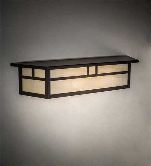Meyda Lighting Hyde Park 28" 2-Light Oil Rubbed Bronze Double Bar Mission Vanity Light With Creme Carrara Idalight Shade