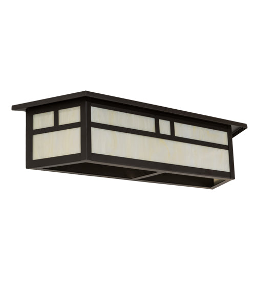 Meyda Lighting Hyde Park 28" 2-Light Oil Rubbed Bronze Double Bar Mission Vanity Light With Creme Carrara Idalight Shade