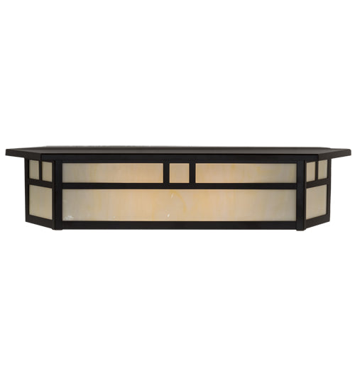 Meyda Lighting Hyde Park 28" 2-Light Oil Rubbed Bronze Double Bar Mission Vanity Light With Creme Carrara Idalight Shade
