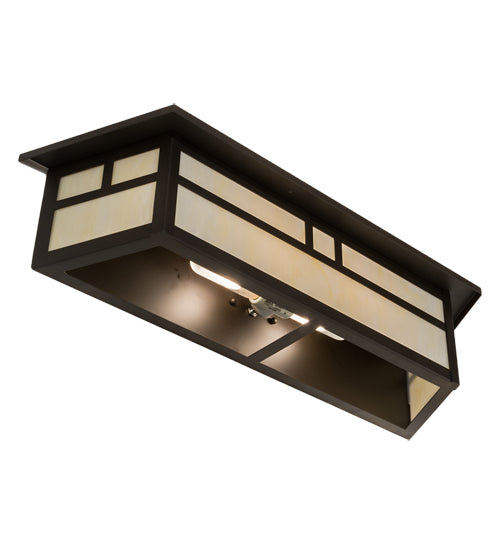 Meyda Lighting Hyde Park 28" 2-Light Oil Rubbed Bronze Double Bar Mission Vanity Light With Creme Carrara Idalight Shade