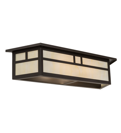 Meyda Lighting Hyde Park 28" 2-Light Oil Rubbed Bronze Double Bar Mission Vanity Light With Creme Carrara Idalight Shade