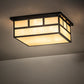 Meyda Lighting Hyde Park 28" 4-Light Timeless Bronze "T" Mission Flush Mount Light With Sahara Taupe Idalight Shade