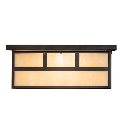 Meyda Lighting Hyde Park 28" 4-Light Timeless Bronze "T" Mission Flush Mount Light With Sahara Taupe Idalight Shade