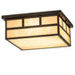 Meyda Lighting Hyde Park 28" 4-Light Timeless Bronze "T" Mission Flush Mount Light With Sahara Taupe Idalight Shade