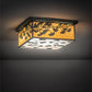 Meyda Lighting Hyde Park 28" 6-Light Verdigris Ginkgo Flush Mount Light With Beige And Clear Seeded Shade Glass