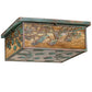 Meyda Lighting Hyde Park 28" 6-Light Verdigris Ginkgo Flush Mount Light With Beige And Clear Seeded Shade Glass