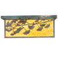 Meyda Lighting Hyde Park 28" 6-Light Verdigris Ginkgo Flush Mount Light With Beige And Clear Seeded Shade Glass