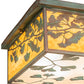 Meyda Lighting Hyde Park 28" 6-Light Verdigris Ginkgo Flush Mount Light With Beige And Clear Seeded Shade Glass
