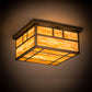 Meyda Lighting Hyde Park 29" 4-Light Antique Brass Bar Mission Flush Mount Light With Travertine Idalight Shade Glass