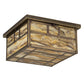 Meyda Lighting Hyde Park 29" 4-Light Antique Brass Bar Mission Flush Mount Light With Travertine Idalight Shade Glass