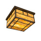 Meyda Lighting Hyde Park 29" 4-Light Antique Brass Bar Mission Flush Mount Light With Travertine Idalight Shade Glass