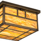 Meyda Lighting Hyde Park 29" 4-Light Antique Brass Bar Mission Flush Mount Light With Travertine Idalight Shade Glass
