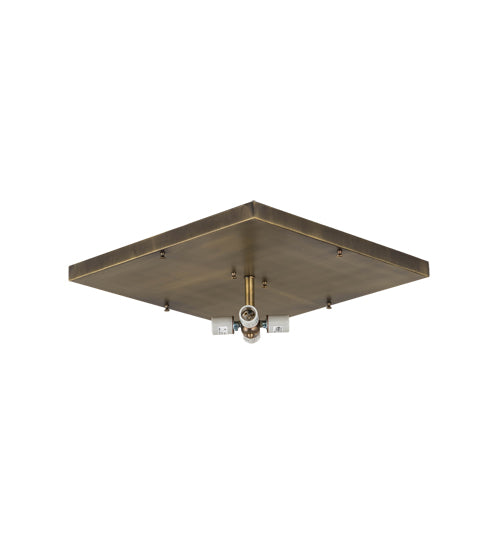 Meyda Lighting Hyde Park 29" 4-Light Antique Brass Bar Mission Flush Mount Light With Travertine Idalight Shade Glass