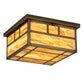 Meyda Lighting Hyde Park 29" 4-Light Antique Brass Bar Mission Flush Mount Light With Travertine Idalight Shade Glass
