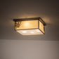 Meyda Lighting Hyde Park 29" 6-Light Craftsman Brown Winter Pine Flush Mount Light With Beige Art & Clear Seeded Shade Glass