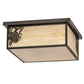 Meyda Lighting Hyde Park 29" 6-Light Craftsman Brown Winter Pine Flush Mount Light With Beige Art & Clear Seeded Shade Glass