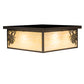 Meyda Lighting Hyde Park 29" 6-Light Craftsman Brown Winter Pine Flush Mount Light With Beige Art & Clear Seeded Shade Glass