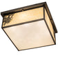 Meyda Lighting Hyde Park 29" 6-Light Craftsman Brown Winter Pine Flush Mount Light With Beige Art & Clear Seeded Shade Glass