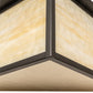 Meyda Lighting Hyde Park 29" 6-Light Craftsman Brown Winter Pine Flush Mount Light With Beige Art & Clear Seeded Shade Glass