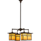 Meyda Lighting Hyde Park 31" 4-Light Craftsman Brown Double Bar Mission Chandelier With Beige Art Shade Glass