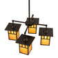 Meyda Lighting Hyde Park 31" 4-Light Craftsman Brown Double Bar Mission Chandelier With Beige Art Shade Glass