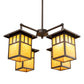 Meyda Lighting Hyde Park 31" 4-Light Craftsman Brown Double Bar Mission Chandelier With Beige Art Shade Glass