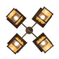 Meyda Lighting Hyde Park 31" 4-Light Craftsman Brown Double Bar Mission Chandelier With Beige Art Shade Glass