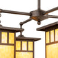 Meyda Lighting Hyde Park 31" 4-Light Craftsman Brown Double Bar Mission Chandelier With Beige Art Shade Glass
