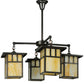 Meyda Lighting Hyde Park 31" 4-Light Craftsman Brown Double Bar Mission Chandelier With Beige Shade Glass