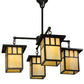Meyda Lighting Hyde Park 31" 4-Light Craftsman Brown Double Bar Mission Chandelier With Beige Shade Glass