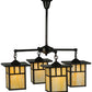 Meyda Lighting Hyde Park 31" 4-Light Craftsman Brown Double Bar Mission Chandelier With Beige Shade Glass