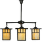 Meyda Lighting Hyde Park 31" 4-Light Craftsman Brown Double Bar Mission Chandelier With Beige Shade Glass
