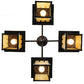 Meyda Lighting Hyde Park 31" 4-Light Craftsman Brown Double Bar Mission Chandelier With Beige Shade Glass