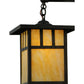 Meyda Lighting Hyde Park 31" 4-Light Craftsman Brown Double Bar Mission Chandelier With Beige Shade Glass