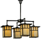 Meyda Lighting Hyde Park 31" 4-Light Craftsman Brown Double Bar Mission Chandelier With Beige Shade Glass