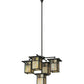 Meyda Lighting Hyde Park 32" 5-Light Craftsman Brown Sprig Chandelier With Beige Iridescent Shade Glass