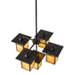 Meyda Lighting Hyde Park 32" 5-Light Craftsman Brown Sprig Chandelier With Beige Iridescent Shade Glass