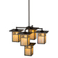 Meyda Lighting Hyde Park 32" 5-Light Craftsman Brown Sprig Chandelier With Beige Iridescent Shade Glass