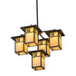 Meyda Lighting Hyde Park 32" 5-Light Craftsman Brown Sprig Chandelier With Beige Iridescent Shade Glass