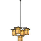 Meyda Lighting Hyde Park 32" 5-Light Craftsman Brown Sprig Chandelier With Beige Iridescent Shade Glass