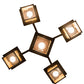 Meyda Lighting Hyde Park 32" 5-Light Craftsman Brown "T" Mission Chandelier With Beige Iridescent & Amber Mica Shade Glass