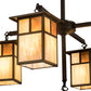 Meyda Lighting Hyde Park 32" 5-Light Craftsman Brown "T" Mission Chandelier With Beige Iridescent & Amber Mica Shade Glass