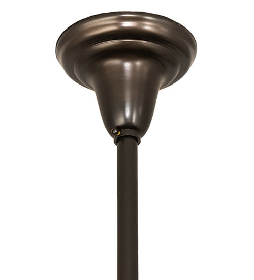 Meyda Lighting Hyde Park 34" 4-Light Craftsman Brown Double Bar Mission Chandelier With Silver Mica Shade Glass